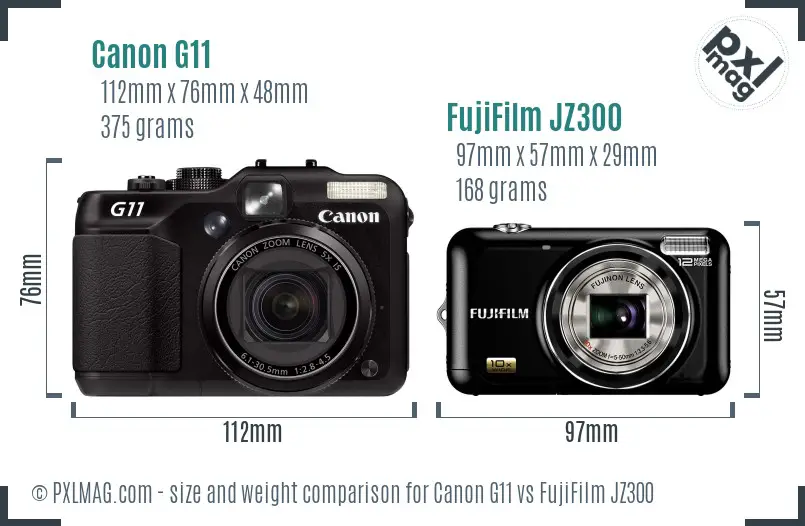 Canon G11 vs FujiFilm JZ300 size comparison