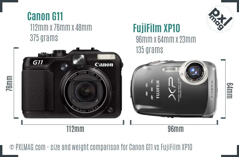 Canon G11 vs FujiFilm XP10 size comparison Canon G11 vs FujiFilm XP10 size comparison