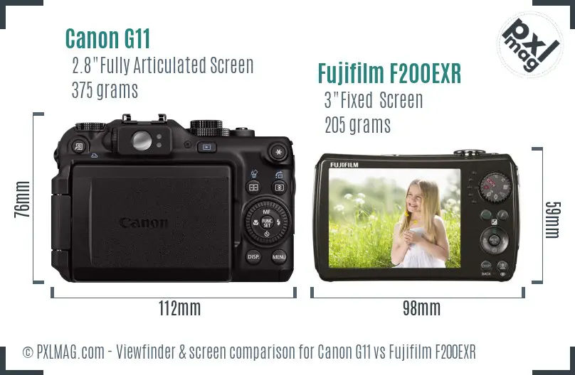 Canon G11 vs Fujifilm F200EXR Screen and Viewfinder comparison Canon G11 vs Fujifilm F200EXR Screen and Viewfinder comparison