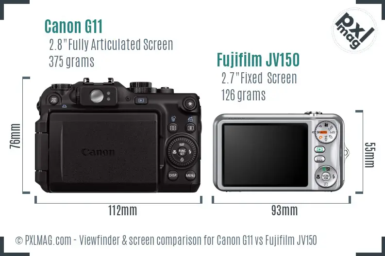 Canon G11 vs Fujifilm JV150 Screen and Viewfinder comparison Canon G11 vs Fujifilm JV150 Screen and Viewfinder comparison