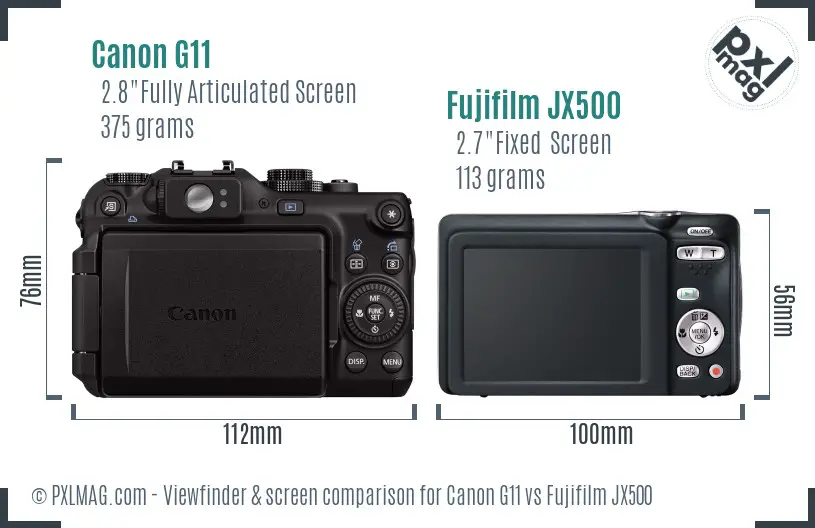 Canon G11 vs Fujifilm JX500 Screen and Viewfinder comparison
