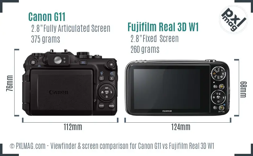 Canon G11 vs Fujifilm Real 3D W1 Screen and Viewfinder comparison Canon G11 vs Fujifilm Real 3D W1 Screen and Viewfinder comparison
