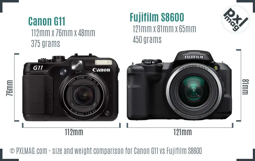 Canon G11 vs Fujifilm S8600 size comparison