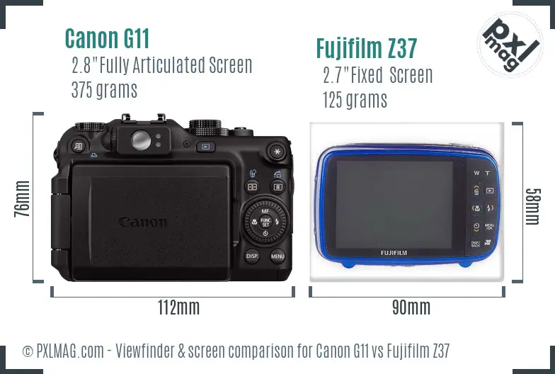 Canon G11 vs Fujifilm Z37 Screen and Viewfinder comparison