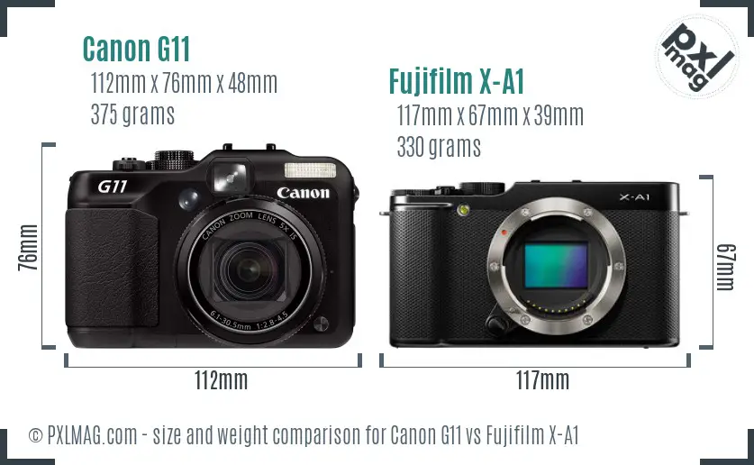 Canon G11 vs Fujifilm X-A1 size comparison Canon G11 vs Fujifilm X-A1 size comparison
