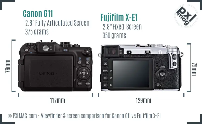 Canon G11 vs Fujifilm X-E1 Screen and Viewfinder comparison Canon G11 vs Fujifilm X-E1 Screen and Viewfinder comparison
