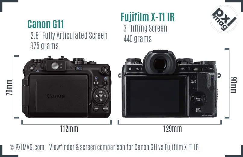 Canon G11 vs Fujifilm X-T1 IR Screen and Viewfinder comparison Canon G11 vs Fujifilm X-T1 IR Screen and Viewfinder comparison