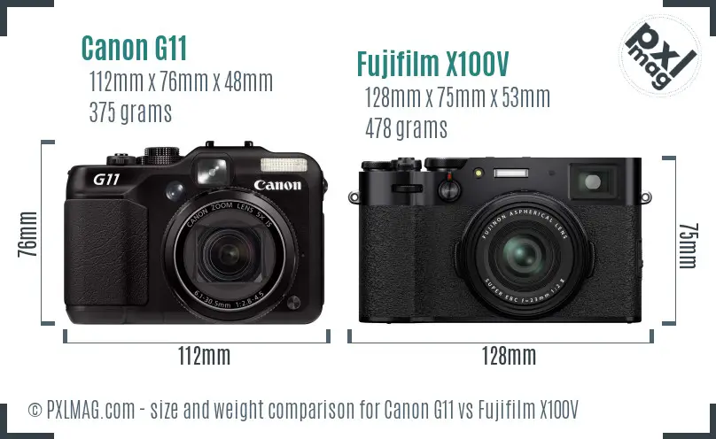 Canon G11 vs Fujifilm X100V size comparison Canon G11 vs Fujifilm X100V size comparison