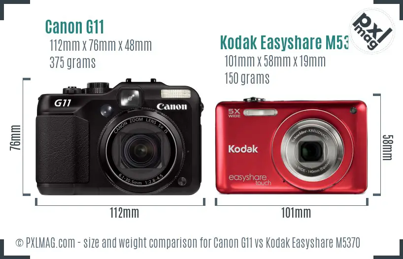 Canon G11 vs Kodak Easyshare M5370 size comparison