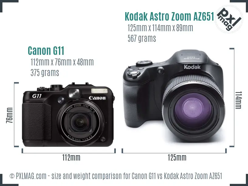 Canon G11 vs Kodak Astro Zoom AZ651 size comparison Canon G11 vs Kodak Astro Zoom AZ651 size comparison