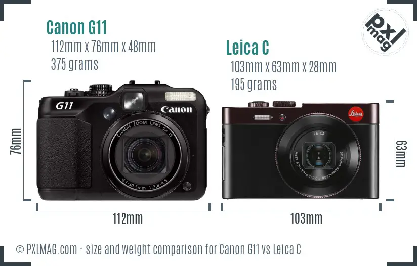 Canon G11 vs Leica C size comparison