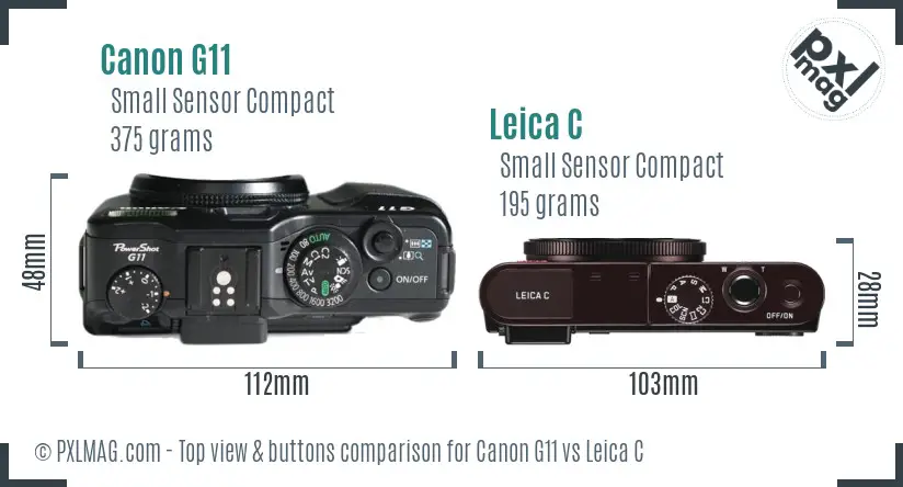 Canon G11 vs Leica C top view buttons comparison