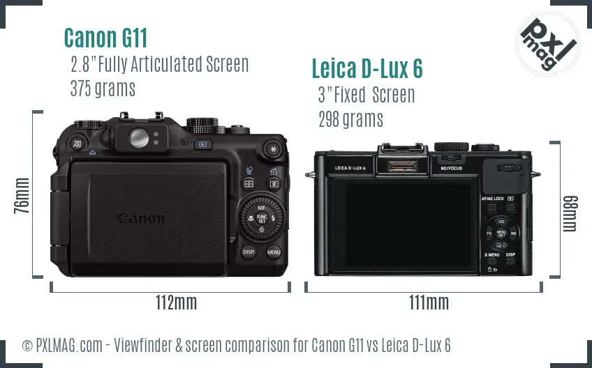 Canon G11 vs Leica D-Lux 6 Screen and Viewfinder comparison