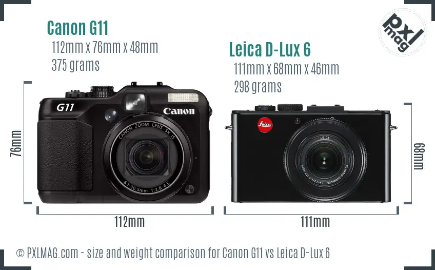 Canon G11 vs Leica D-Lux 6 size comparison