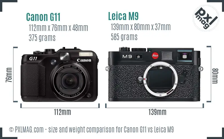 Canon G11 vs Leica M9 size comparison Canon G11 vs Leica M9 size comparison