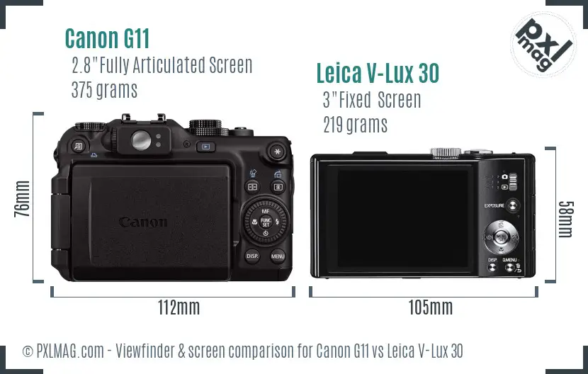 Canon G11 vs Leica V-Lux 30 Screen and Viewfinder comparison