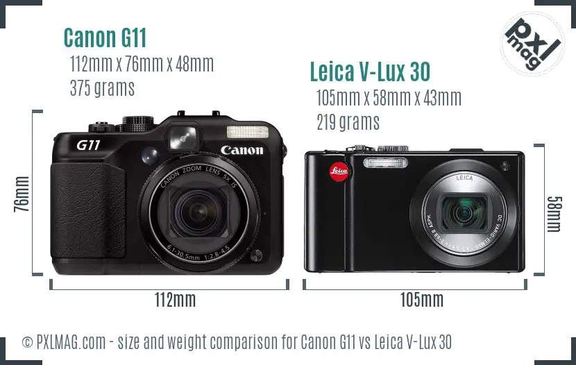 Canon G11 vs Leica V-Lux 30 size comparison Canon G11 vs Leica V-Lux 30 size comparison