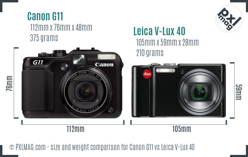 Canon G11 vs Leica V-Lux 40 size comparison