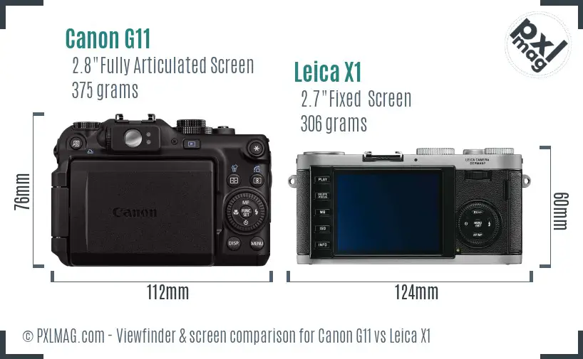 Canon G11 vs Leica X1 Screen and Viewfinder comparison Canon G11 vs Leica X1 Screen and Viewfinder comparison