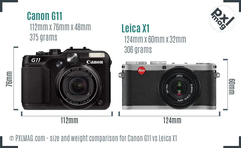 Canon G11 vs Leica X1 size comparison Canon G11 vs Leica X1 size comparison