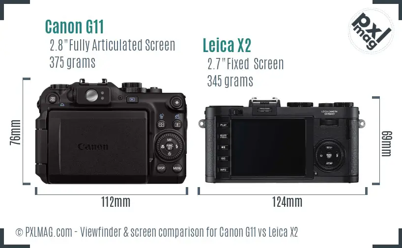Canon G11 vs Leica X2 Screen and Viewfinder comparison