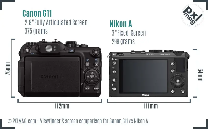 Canon G11 vs Nikon A Screen and Viewfinder comparison Canon G11 vs Nikon A Screen and Viewfinder comparison