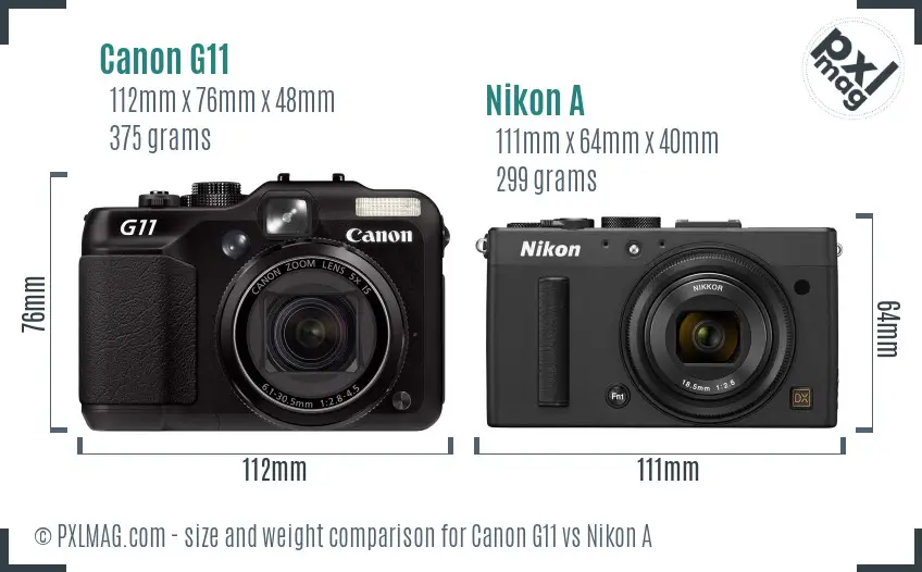 Canon G11 vs Nikon A size comparison Canon G11 vs Nikon A size comparison