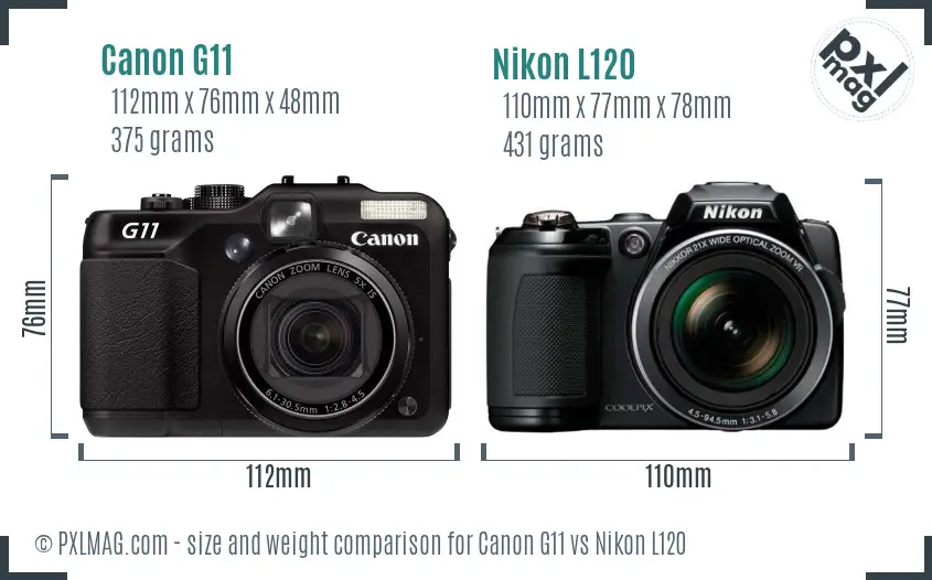 Canon G11 vs Nikon L120 size comparison Canon G11 vs Nikon L120 size comparison
