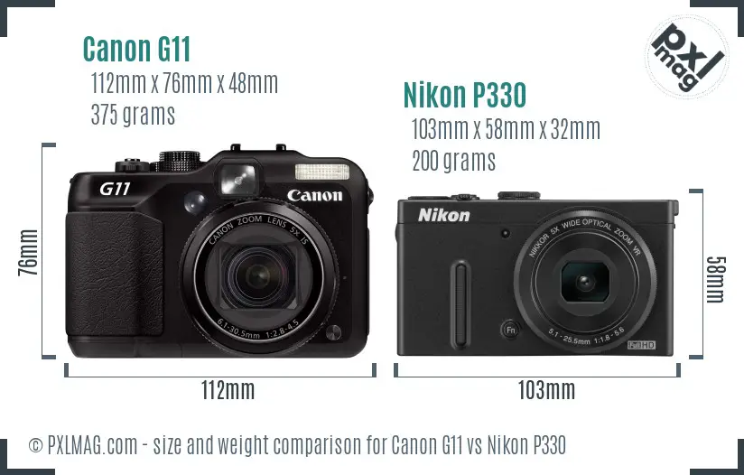 Canon G11 vs Nikon P330 size comparison