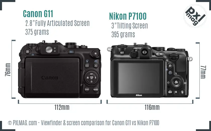 Canon G11 vs Nikon P7100 Screen and Viewfinder comparison