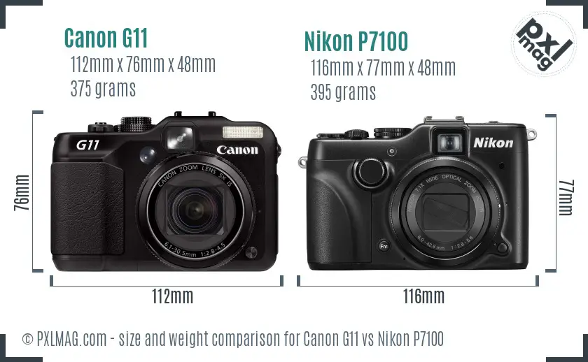 Canon G11 vs Nikon P7100 size comparison