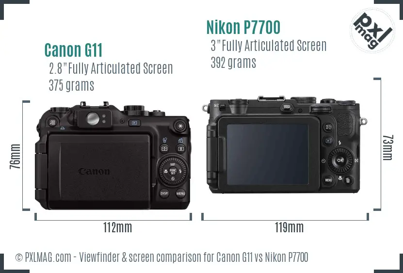 Canon G11 vs Nikon P7700 Screen and Viewfinder comparison