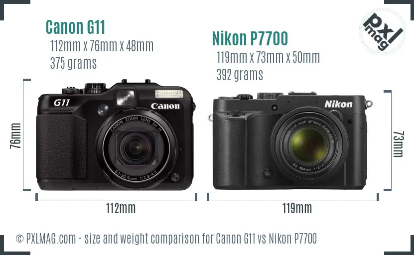 Canon G11 vs Nikon P7700 size comparison