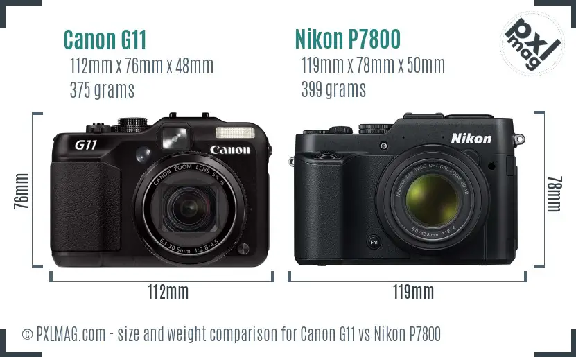 Canon G11 vs Nikon P7800 size comparison