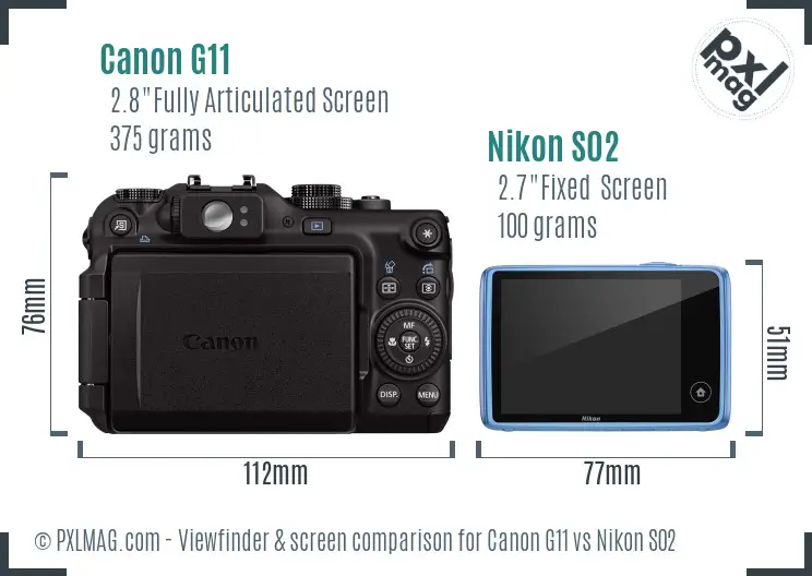 Canon G11 vs Nikon S02 Screen and Viewfinder comparison Canon G11 vs Nikon S02 Screen and Viewfinder comparison