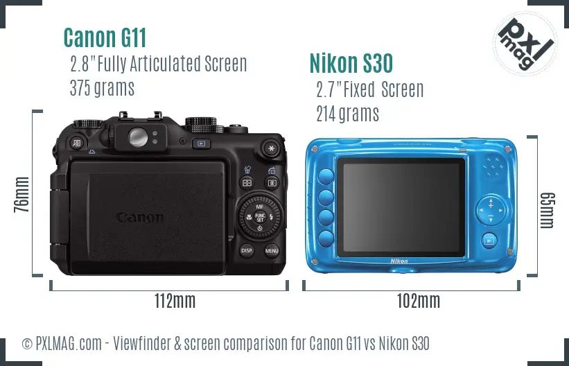 Canon G11 vs Nikon S30 Screen and Viewfinder comparison Canon G11 vs Nikon S30 Screen and Viewfinder comparison
