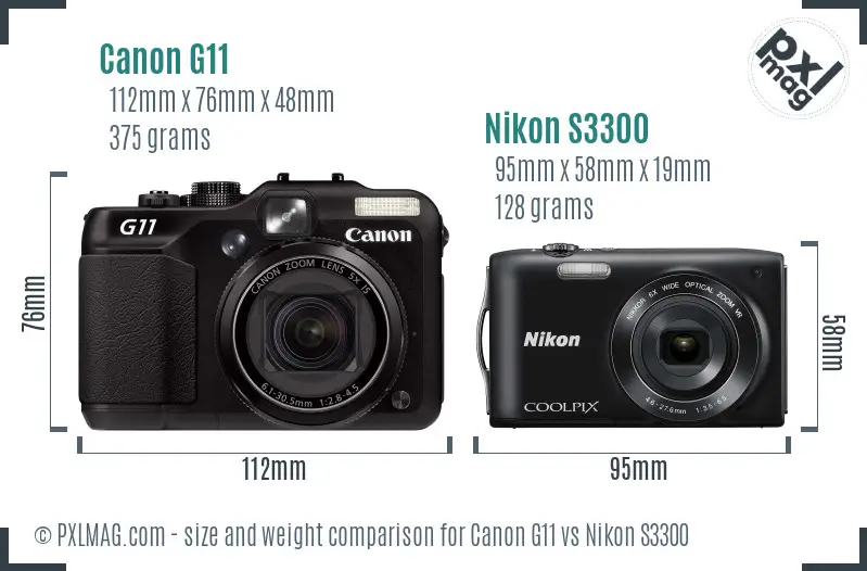Canon G11 vs Nikon S3300 size comparison Canon G11 vs Nikon S3300 size comparison