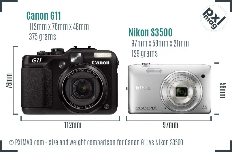 Canon G11 vs Nikon S3500 size comparison
