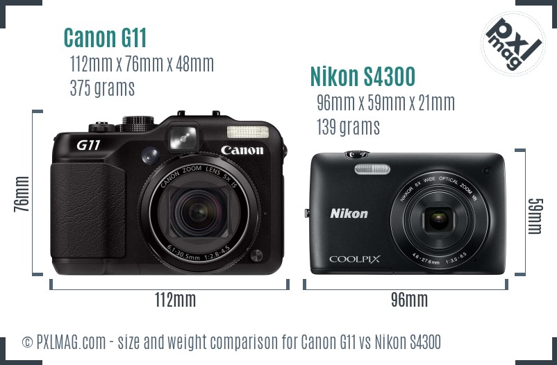 Canon G11 vs Nikon S4300 size comparison Canon G11 vs Nikon S4300 size comparison
