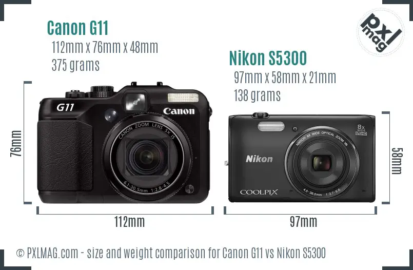 Canon G11 vs Nikon S5300 size comparison