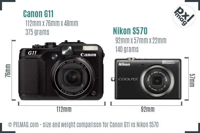 Canon G11 vs Nikon S570 size comparison