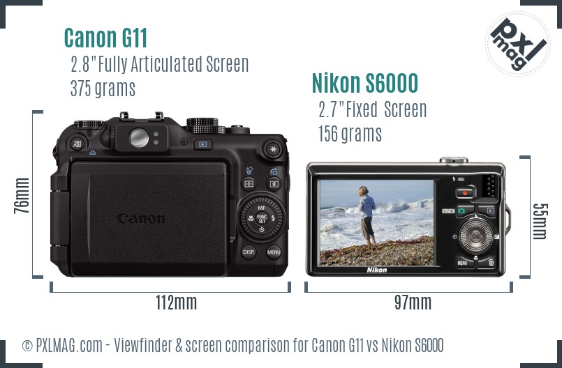 Canon G11 vs Nikon S6000 Screen and Viewfinder comparison