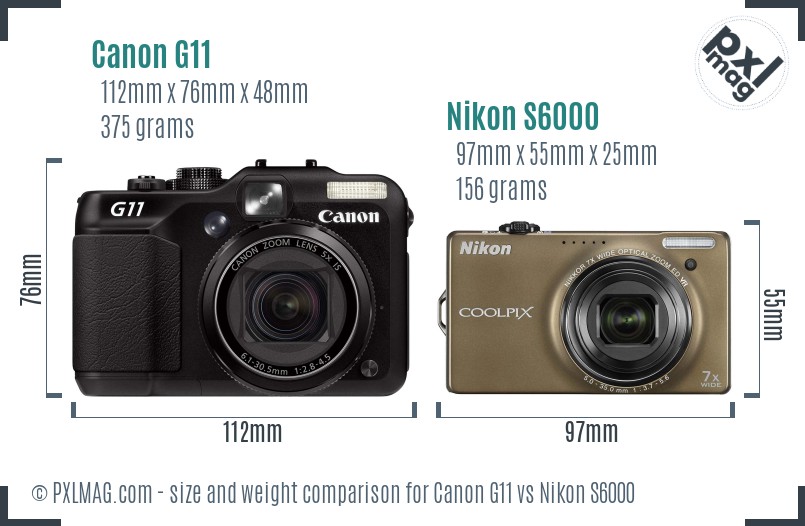 Canon G11 vs Nikon S6000 size comparison