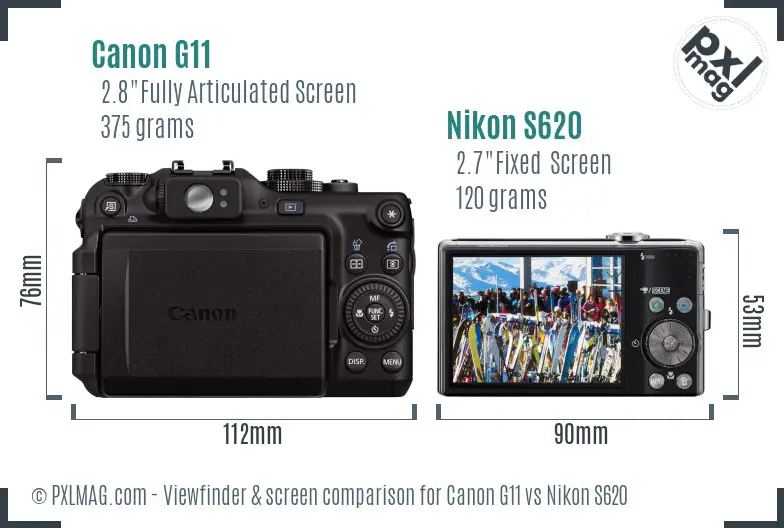 Canon G11 vs Nikon S620 Screen and Viewfinder comparison Canon G11 vs Nikon S620 Screen and Viewfinder comparison