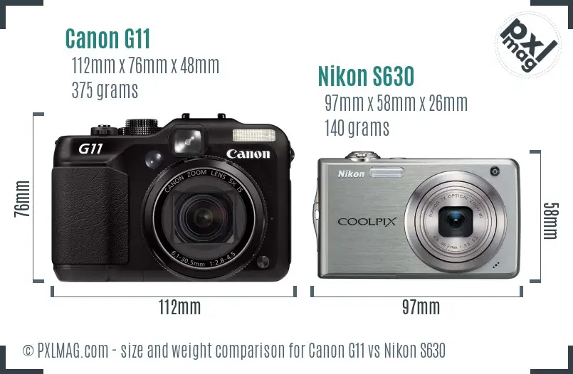 Canon G11 vs Nikon S630 size comparison