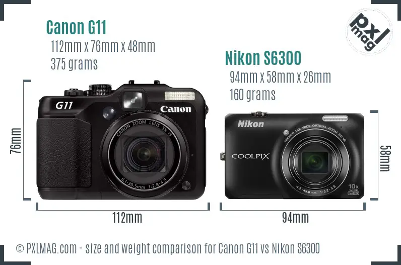 Canon G11 vs Nikon S6300 size comparison