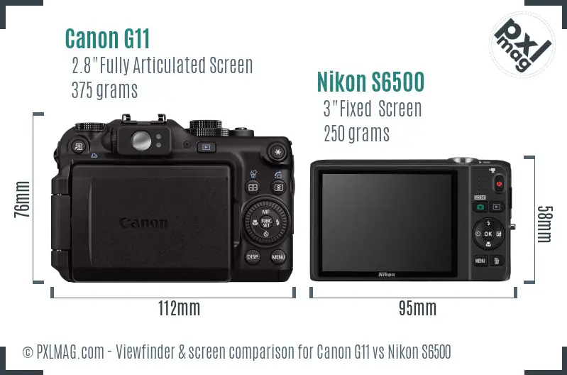 Canon G11 vs Nikon S6500 Screen and Viewfinder comparison