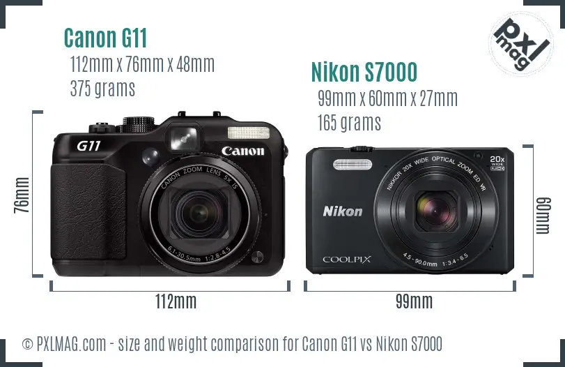 Canon G11 vs Nikon S7000 size comparison Canon G11 vs Nikon S7000 size comparison