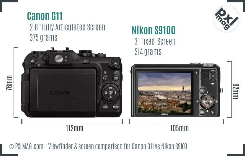 Canon G11 vs Nikon S9100 Screen and Viewfinder comparison Canon G11 vs Nikon S9100 Screen and Viewfinder comparison