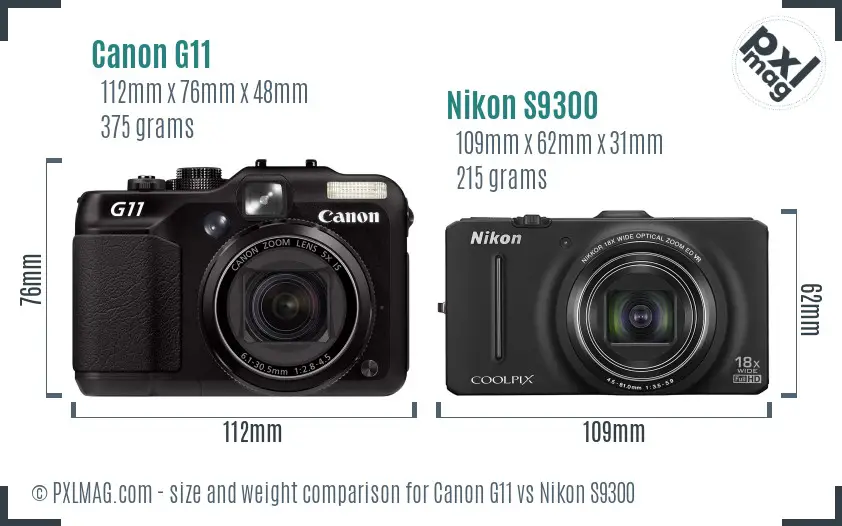 Canon G11 vs Nikon S9300 size comparison